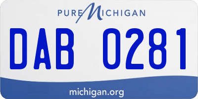 MI license plate DAB0281