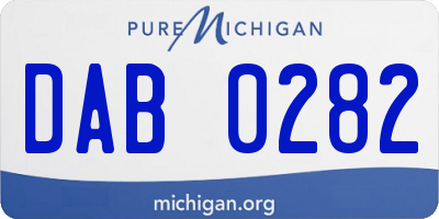 MI license plate DAB0282
