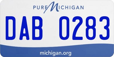 MI license plate DAB0283