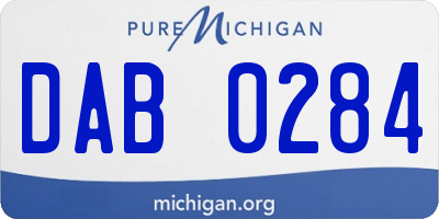 MI license plate DAB0284