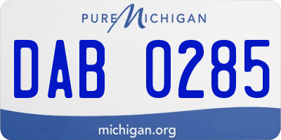 MI license plate DAB0285