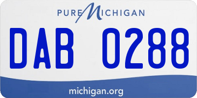 MI license plate DAB0288
