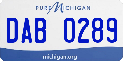 MI license plate DAB0289