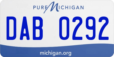 MI license plate DAB0292