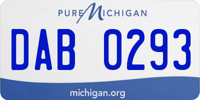 MI license plate DAB0293