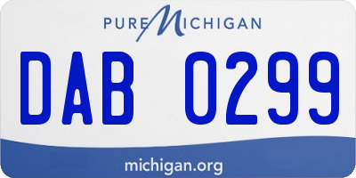 MI license plate DAB0299