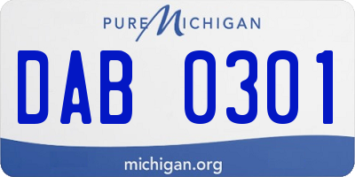 MI license plate DAB0301