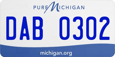 MI license plate DAB0302