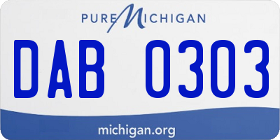 MI license plate DAB0303