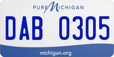 MI license plate DAB0305