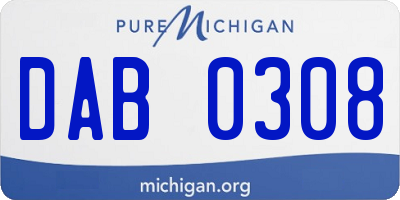 MI license plate DAB0308