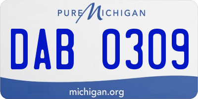 MI license plate DAB0309