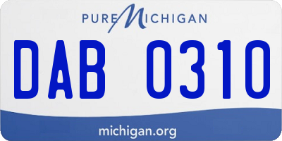 MI license plate DAB0310