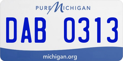 MI license plate DAB0313