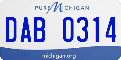 MI license plate DAB0314