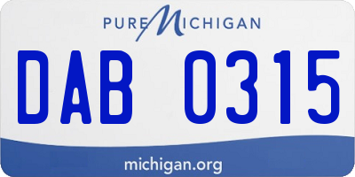 MI license plate DAB0315