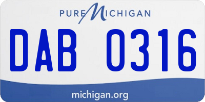 MI license plate DAB0316