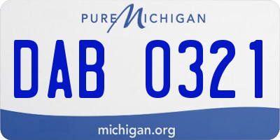 MI license plate DAB0321