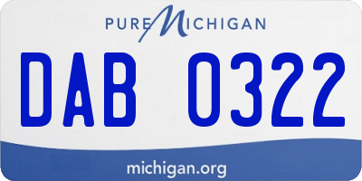 MI license plate DAB0322