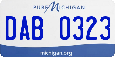 MI license plate DAB0323