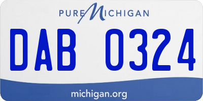 MI license plate DAB0324