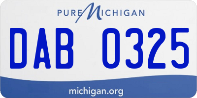 MI license plate DAB0325