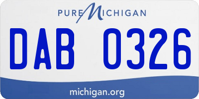 MI license plate DAB0326