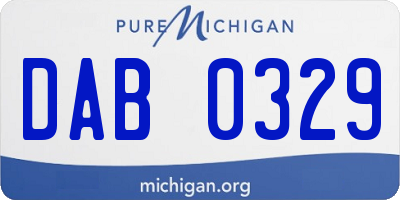 MI license plate DAB0329