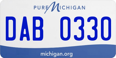 MI license plate DAB0330