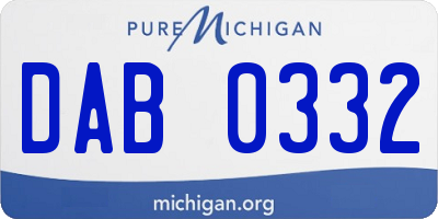 MI license plate DAB0332