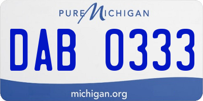 MI license plate DAB0333