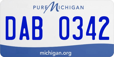 MI license plate DAB0342
