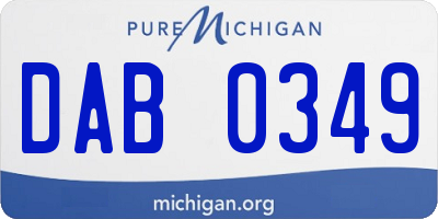 MI license plate DAB0349