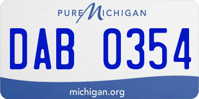MI license plate DAB0354