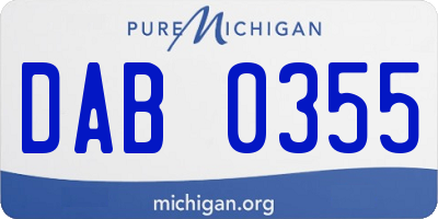 MI license plate DAB0355