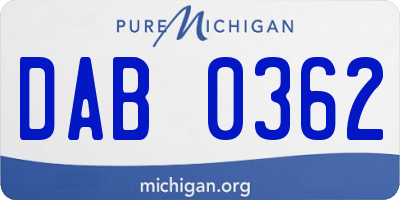 MI license plate DAB0362