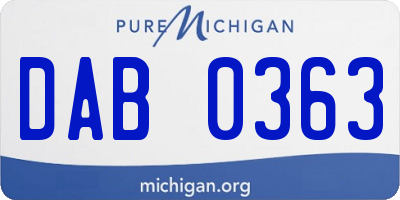 MI license plate DAB0363