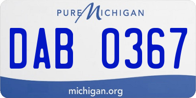 MI license plate DAB0367