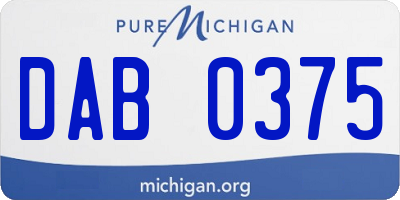 MI license plate DAB0375