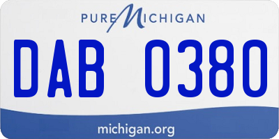 MI license plate DAB0380