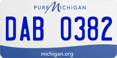 MI license plate DAB0382