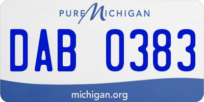 MI license plate DAB0383