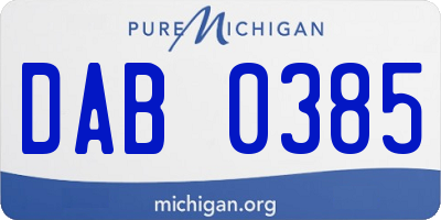 MI license plate DAB0385