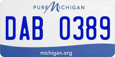 MI license plate DAB0389