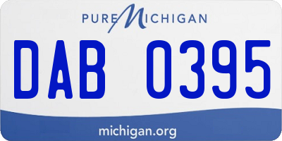 MI license plate DAB0395
