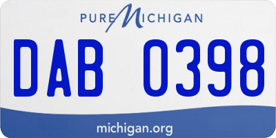 MI license plate DAB0398
