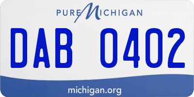 MI license plate DAB0402