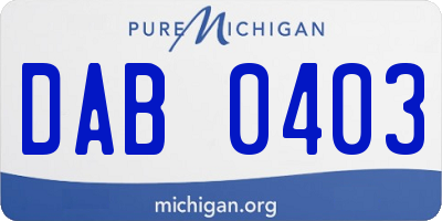 MI license plate DAB0403