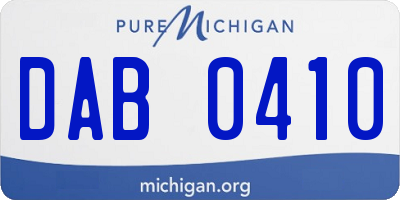 MI license plate DAB0410