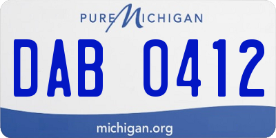 MI license plate DAB0412